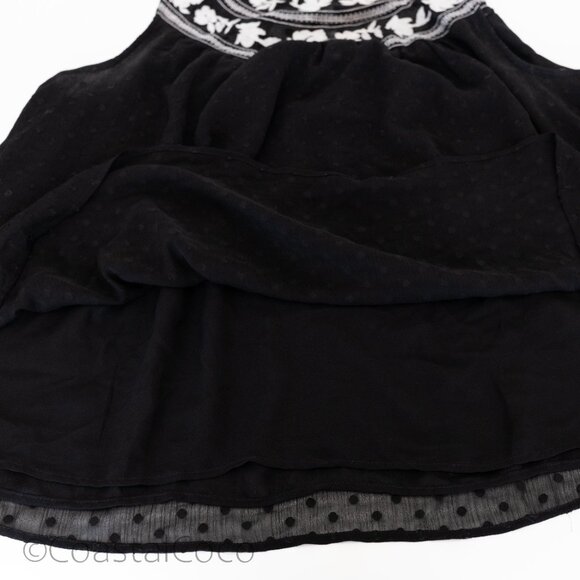 Torrid Size 2 Clip Dot Embroidered Tank Chiffon Black Festival Office Romantic - Picture 4 of 9